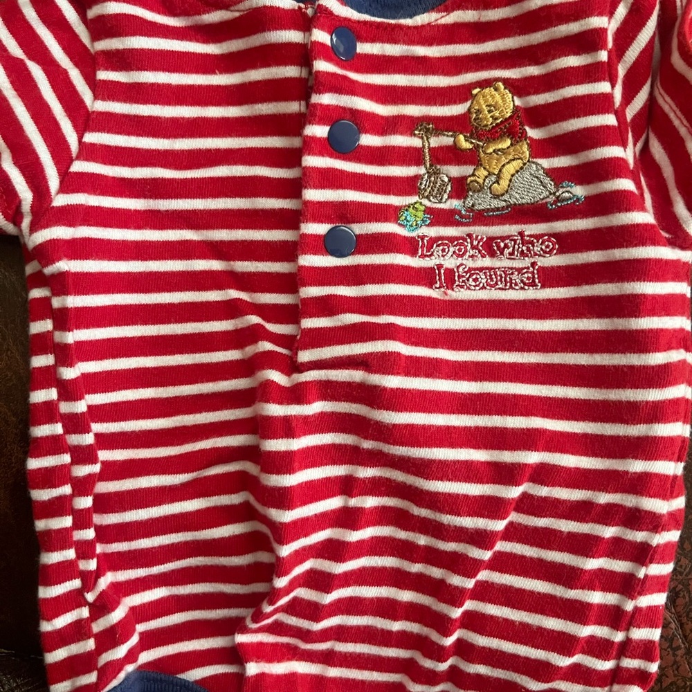 Disney Red and White Striped Kids Pajamas Winnie the Pooh